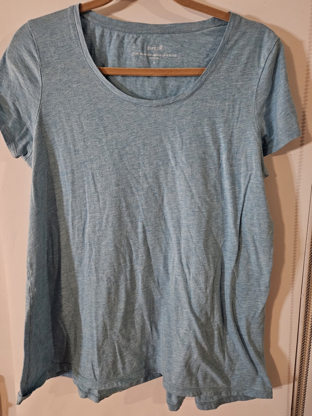 Pure Jill Short Sleeve Scoop Neck Tee — Heather Sky Blue
